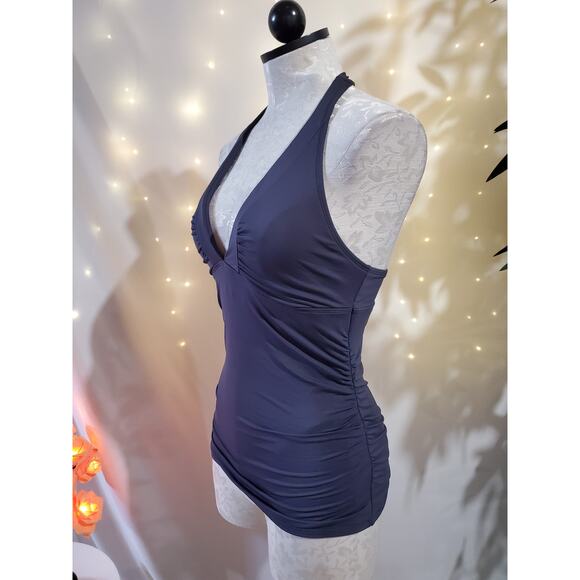 Athleta Shirrendipity Halter Tankini Swim Top Womens Size ST Dress Blue Beach - Picture 6 of 11